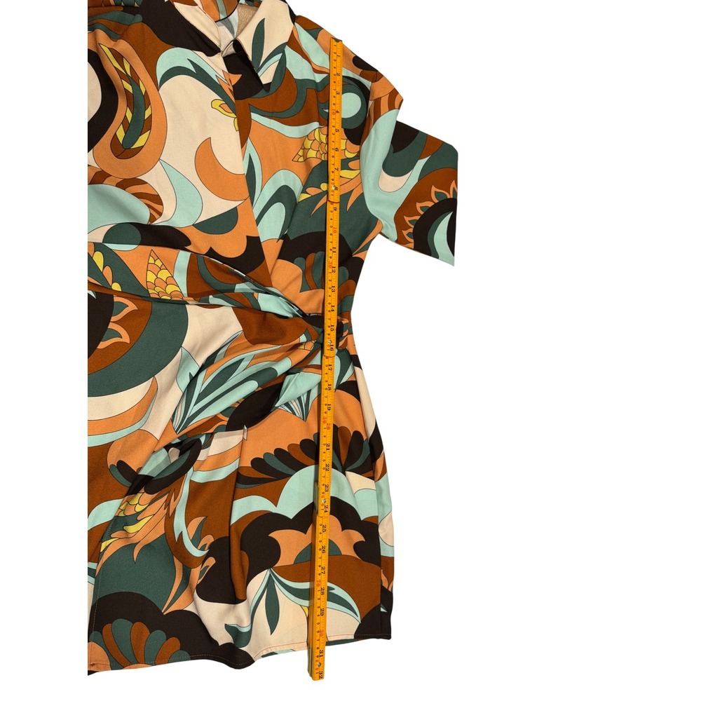 Mango Psychedelic Print Wrap Mini Shirt Dress Long Sleeve Retro Style Multi - Picture 7 of 10